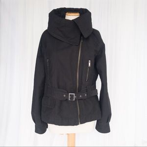 TOPSHOP Moto Belted Coat Black Women's Size 16